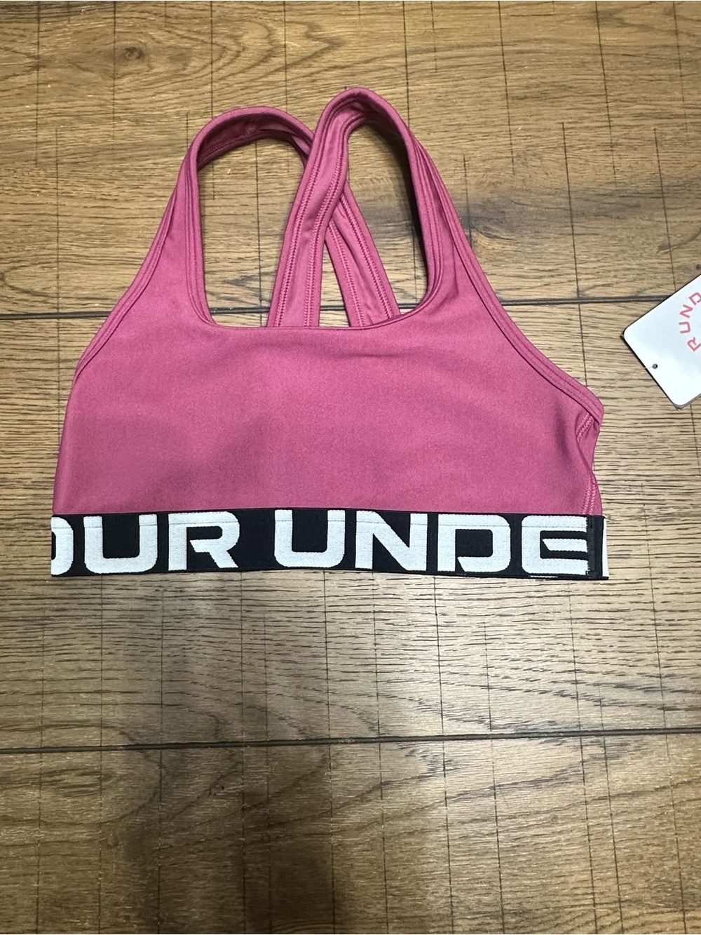 Under Armour Pink Logo Band Racerback Sports Bra